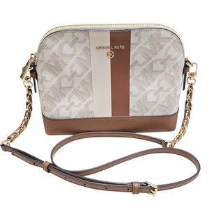 Michael Kors Women's Signature Crossbody Bag in Brown & Cream